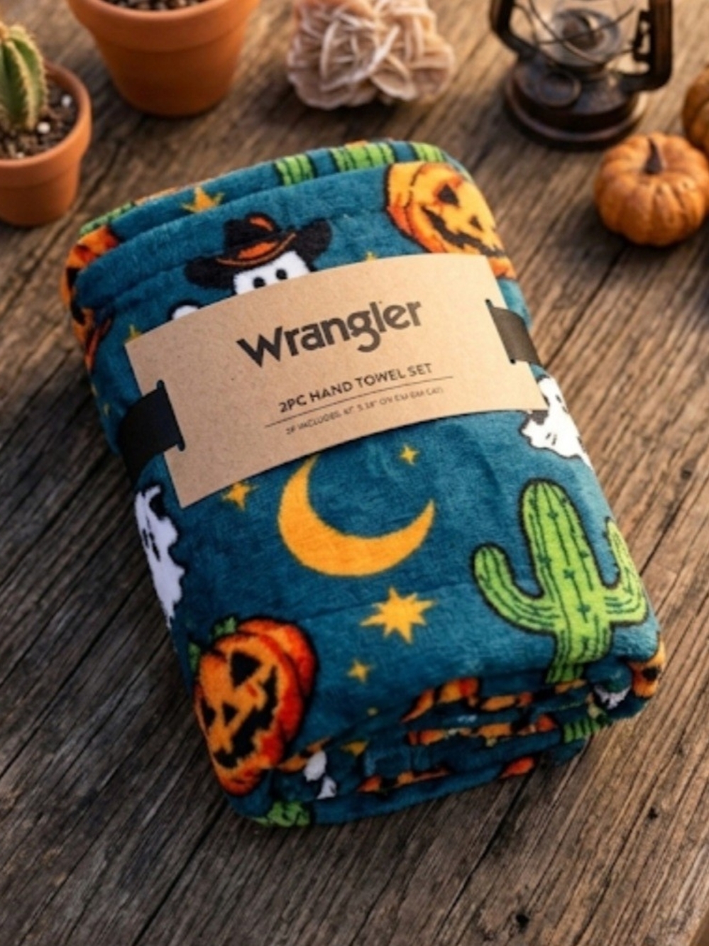 Wrangler 2pc Hand Towel Set Halloween Country Ghost Print 🌵👻LIMITED EDITION